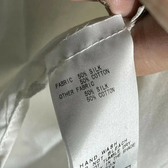 ENRICA Japan size 38 (Small) white blouse ties at neck silk cotton blend top - Picture 7 of 8